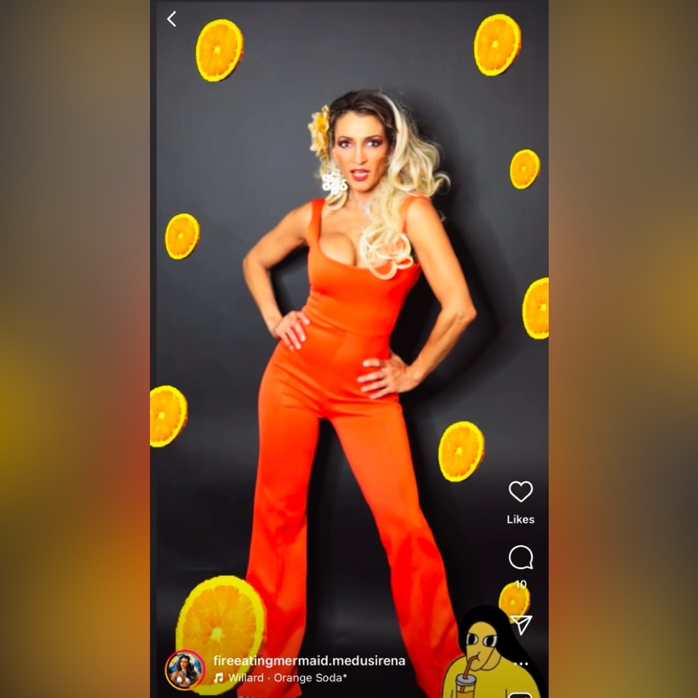 PrettyLittleThing BRIGHT Orange Jumpsuit - Size 2